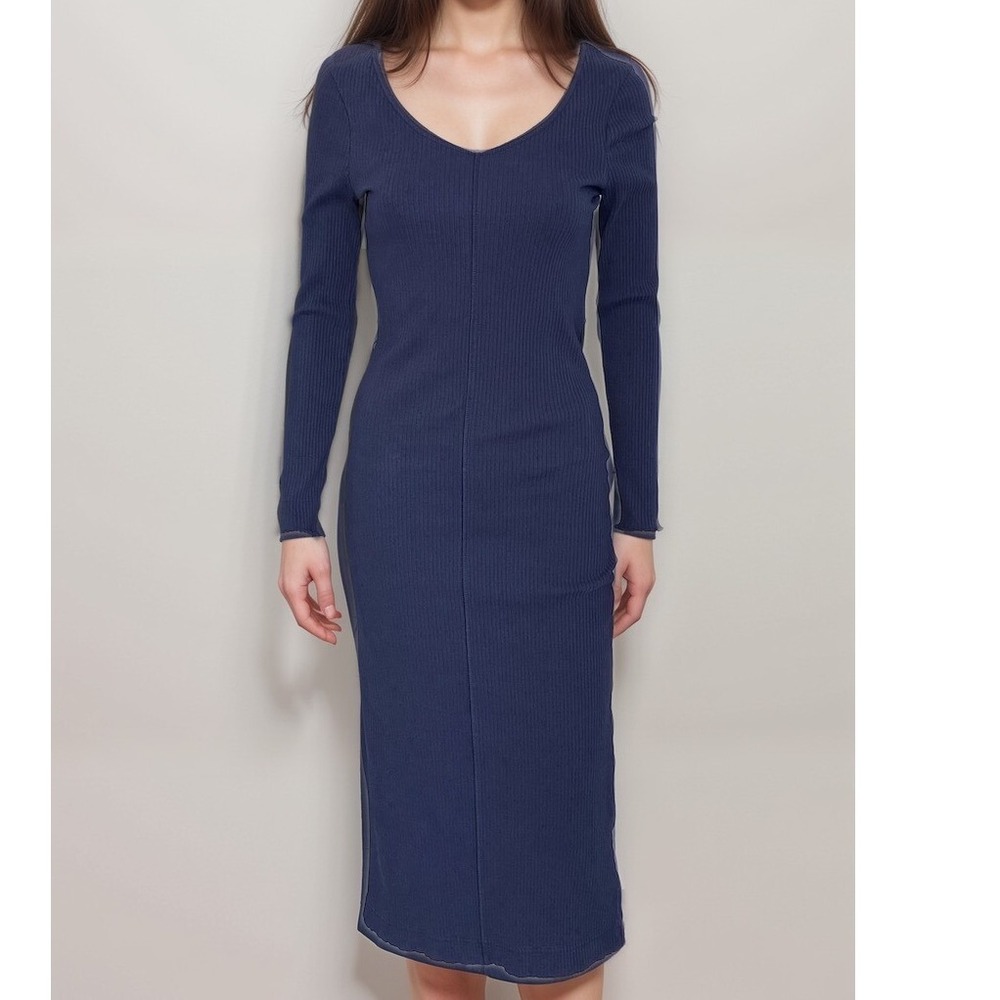 Pact Long Sleeved Ribbed Midi Dress